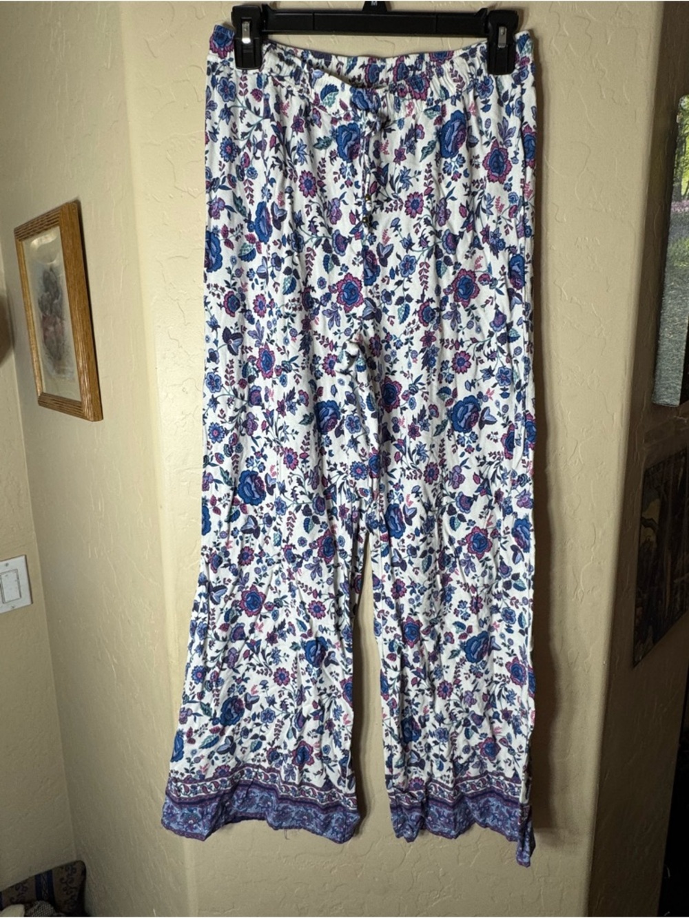 Joie Floral Wide Leg Pants Boho Pull On Viscose Lounge Beach Palazzo Small